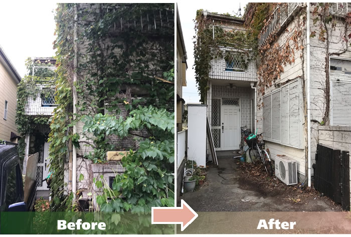 野田市R.Jさん宅のつる除去　野田市・越谷市の便利屋さんエコグリーン